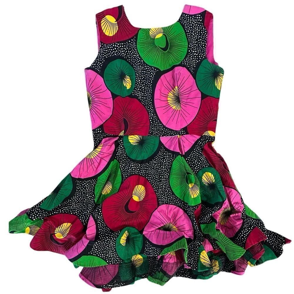 African Tribal Inspired BOHO Cotton Handmade A-Line Colorful Mini Dress  Medium